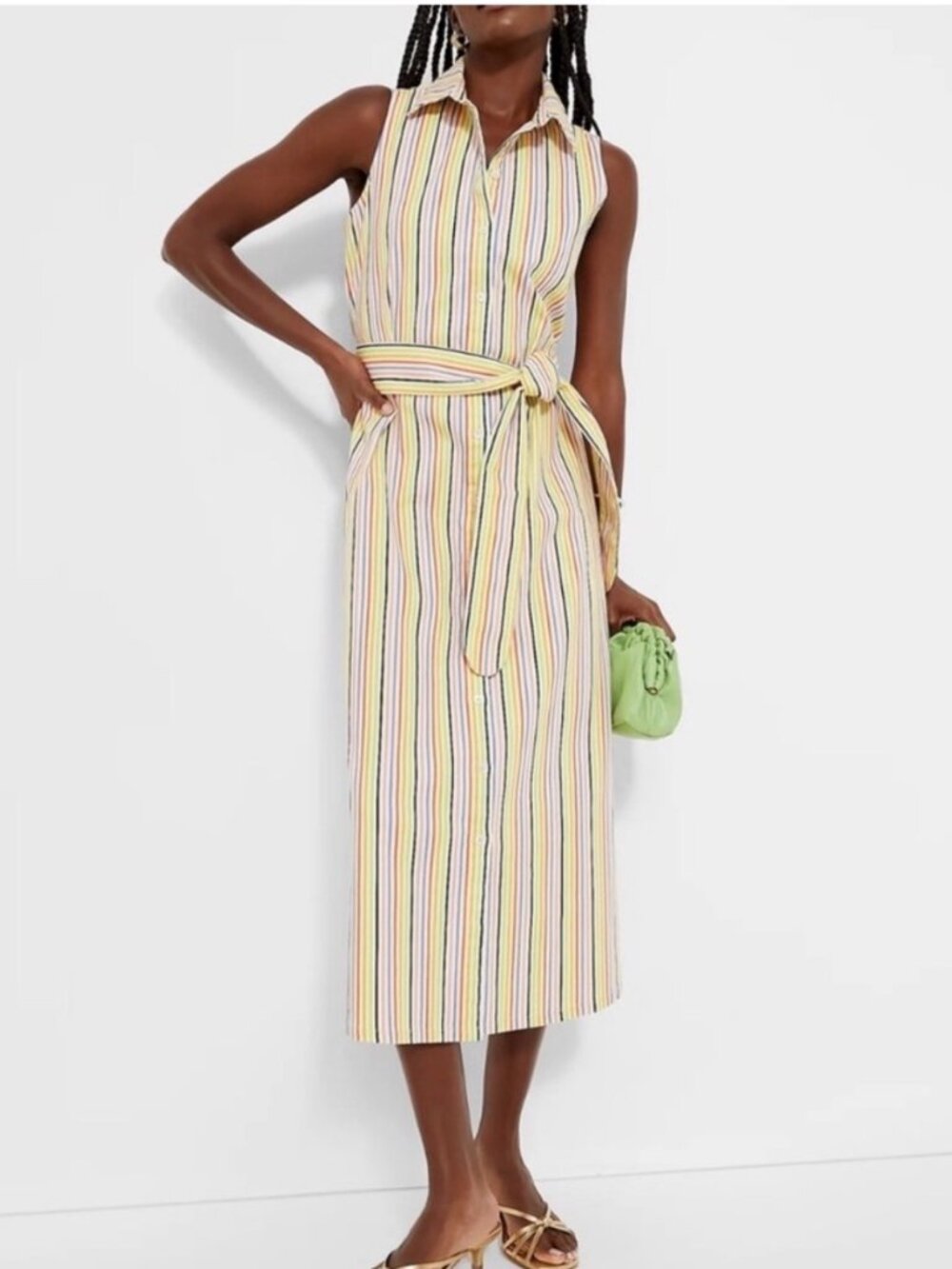 Tuckernuck Pomander Place Rainbow Stripe Sleeveless Riley Dress Medium Preppy